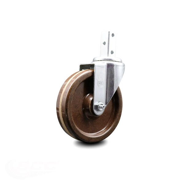 5 Inch High Temp Phenolic Wheel Swivel 7/8 Inch Square Stem Caster SCC
